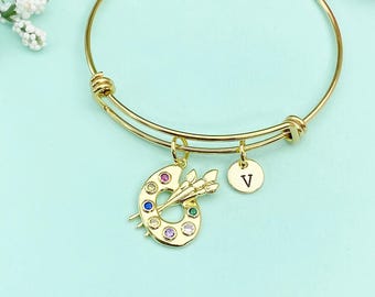 Gold Artist Palette Charm Bracelet, N4054B