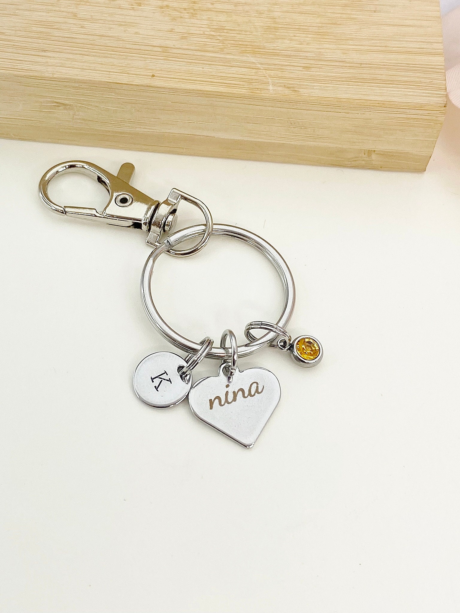 Nina Heart Keychain Stainless Steel, Best Seller Christmas Gifts