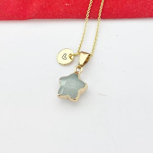 Gold Natural White Jade Star Necklace Gemstone Jewelry Gifts, Personalized Customized Gifts, N5330