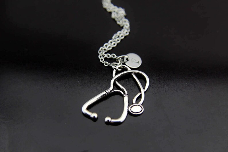 Stethoscope Necklace Silver Stethoscope Charm Necklace Nurse Etsy