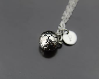 Soccer Necklace Silver Soccer Ball Charm Girl Soccer Team Gift Coach Gift Teacher Gift Soccer Jewelry Personalized Necklace Initial Necklace