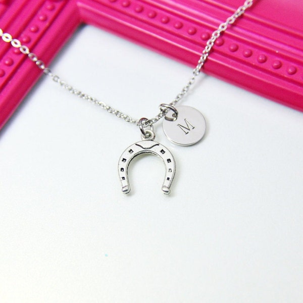 Silver Horseshoe Charm Necklace, Stainless Steel Necklace, Personalized Jewelry, N2271