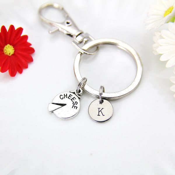 Cheese Charm Keychain, Silver Cheese Charm, Cheese Jewelry, Food Charm, Foodie Gift, Wine Lover Gifts, Personalized Gift, Coworker Gift, K17