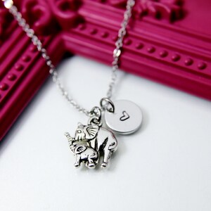 Mother Daughter Gifts, Mother and Baby Elephant Necklace, Personalized Gift, N1311G image 3