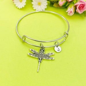 Silver Dragonfly Charm Bracelet, Personalized Gift, Best Friend Gift, N56
