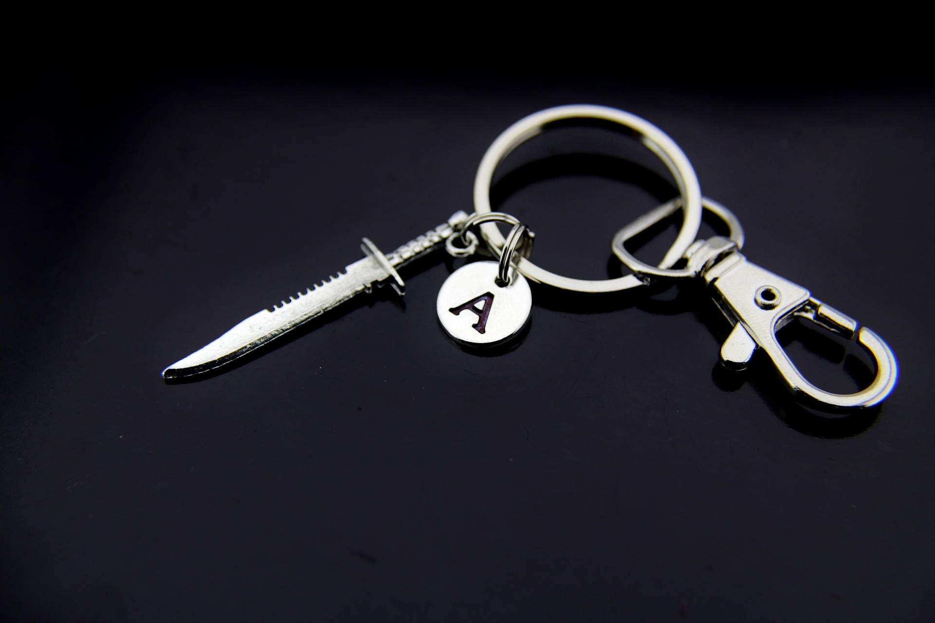 Dagger Keychain Sword Keychain Silver Sword Charm Weapon Etsy