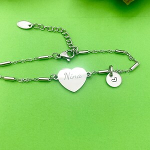 Best Christmas Gift for Nina, Nina Bracelet, Stainless Steel Heart Bracelet, Best Nina Jewelry, Personalized Gifts, D267 image 4