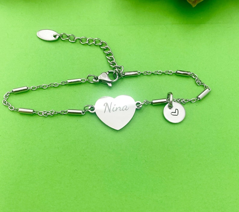 Best Christmas Gift for Nina, Nina Bracelet, Stainless Steel Heart Bracelet, Best Nina Jewelry, Personalized Gifts, D267 image 4