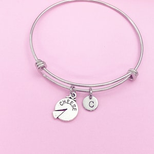 Silver Cheese Charm Bracelet Cheese Wine Lover Gifts Ideas Personalized Customized Made to Order, N5519