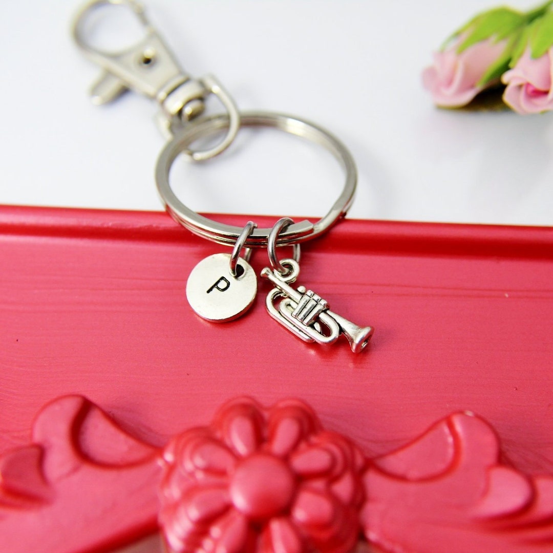 Trumpet Keychain, Silver Trumpet Charm,music Charm, Music Gifts