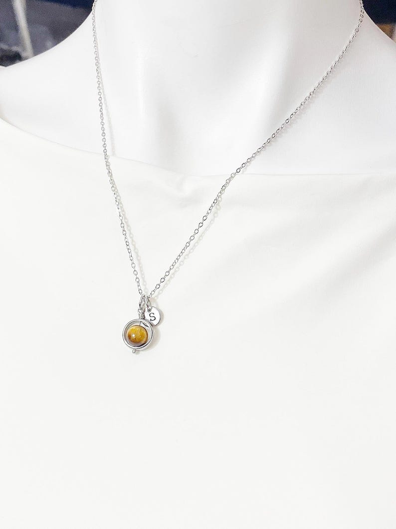 Gold or Silver Tiger Eye Necklace, Natural Gemstone Jewelry, N4691A image 2