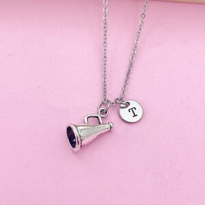 Cheerleader Megaphone Charm Necklace, Initial Pendant bild 5