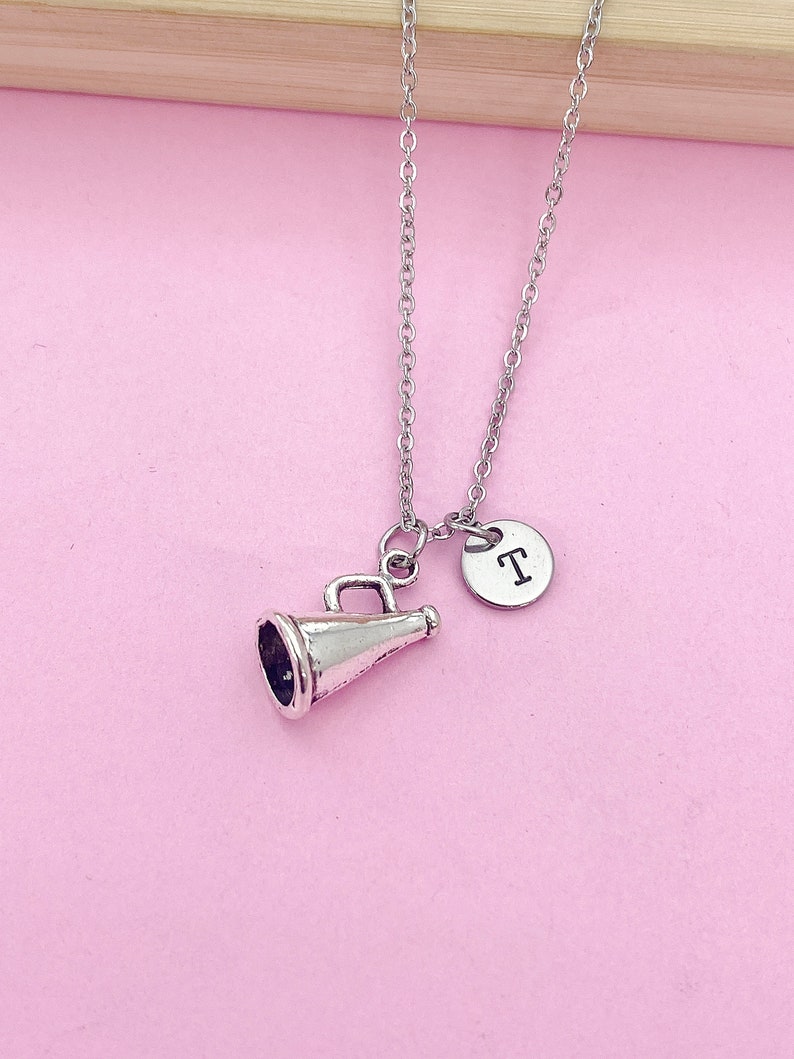 Cheerleader Megaphone Charm Necklace, Initial Pendant bild 5