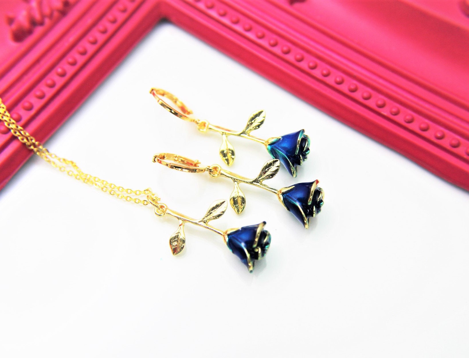 Blue Rose Necklace Arcane - Etsy Blue Rose Necklace Arcane - Etsy