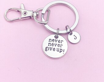 Silver Never Give up Keychain, N1392 - Etsy