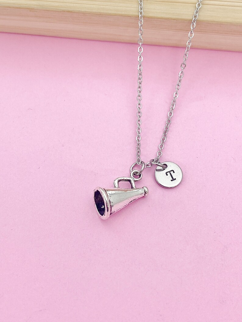 Cheerleader Megaphone Charm Necklace, Initial Pendant bild 4