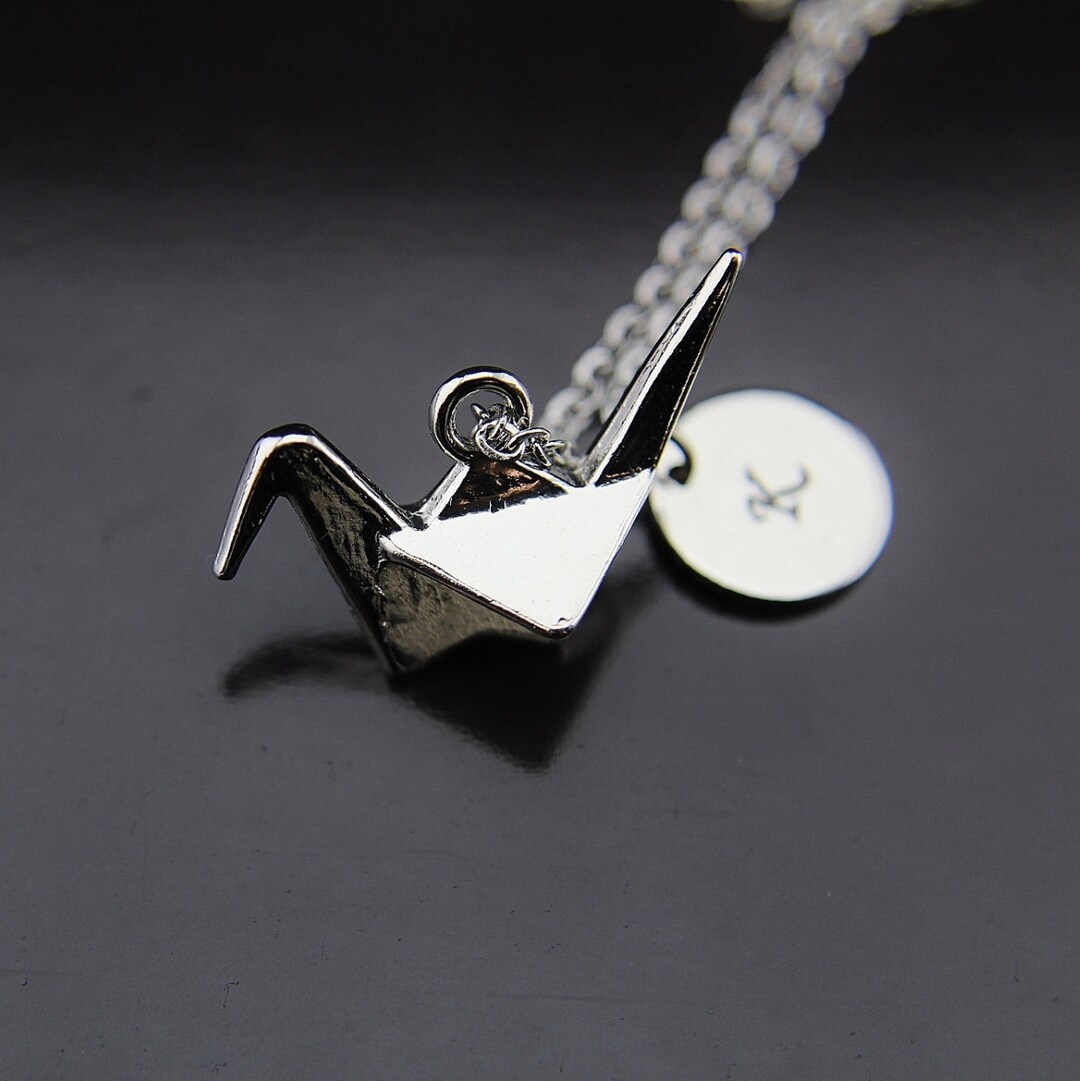 Paper Crane Necklace, Silver Bird Charm Necklace, N1470A Etsy
