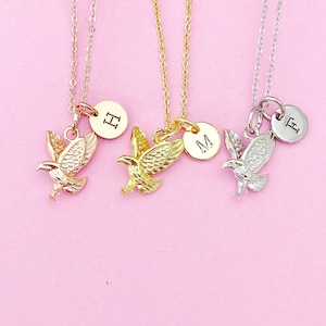 Gold Flying Eagle Charm Necklace, N348M