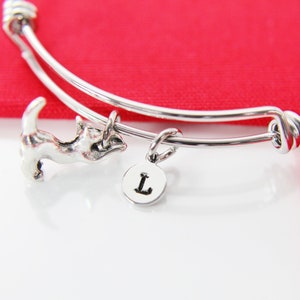 Cat Charm Bangle, Cat Bracelet, Silver Cat Charm, Animal Charm, Pet Jewelry, Pet Gift, Miniatures Jewelry, Personalized Gift