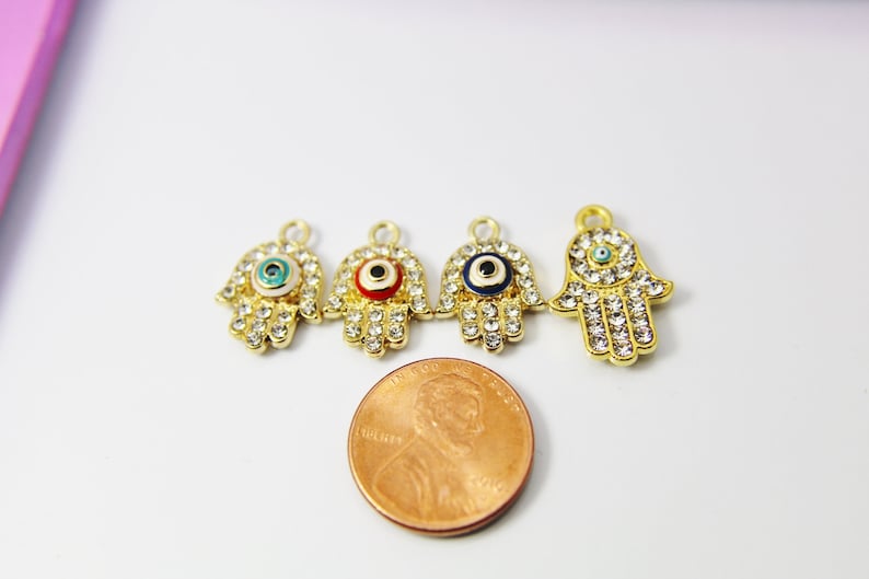 Gold Hamsa Evil Eye Necklace, Hamsa Evil Eye Charm, Kabbalah Gift, Luck Gift, Protective Gift, Personalized Gift, Valentine Gift N562 image 8