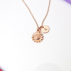 Rose Gold Sunflower Charm Necklace, FN1573 image 5