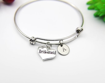 Bridesmaid Bracelet, Bridesmaid Bangle, Bridesmaid Charm, Bridesmaid Gift, Wedding Gift, Wedding Jewelry, Personalized Gift