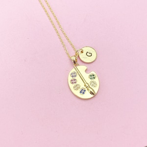 Gold Artist Palette Charm Necklace Birthday Gifts, Personalized Customized Gifts, N5258