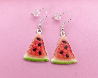 Silver or Gold Red Watermelon Earrings Summer Gifts Ideas N2099B