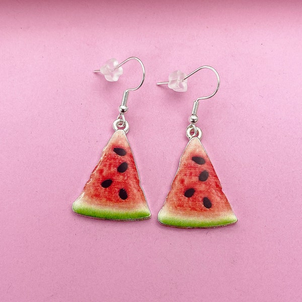Silver or Gold Red Watermelon Earrings Summer Gifts Ideas N2099B