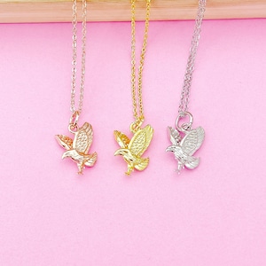 Gold Flying Eagle Charm Necklace, Silver and Rose Gold in Option, N348F