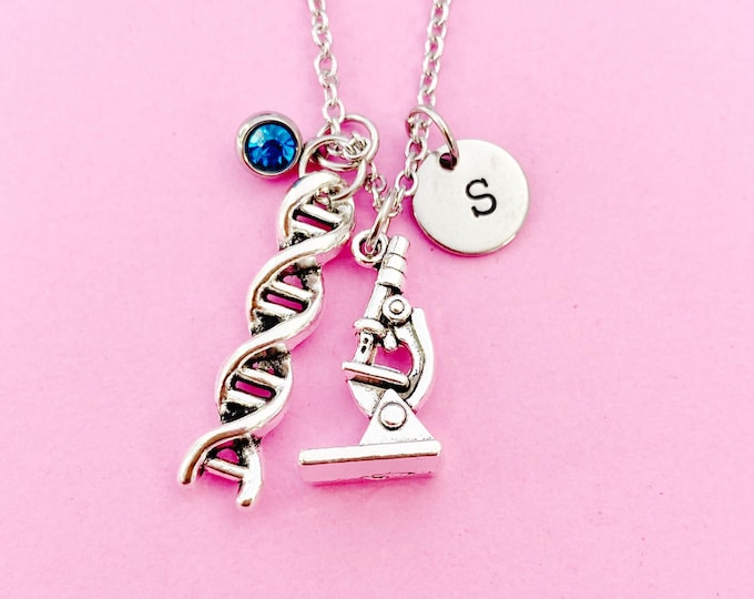DNA Necklace, Microscope Necklace, Scientists Gift, Biology Gift, Laboratory Gift, Researcher Gift, Chemistry Gift, Forensic Jewelry, N1018