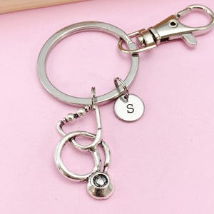 Silver Stethoscope Charm Keychain, N5799
