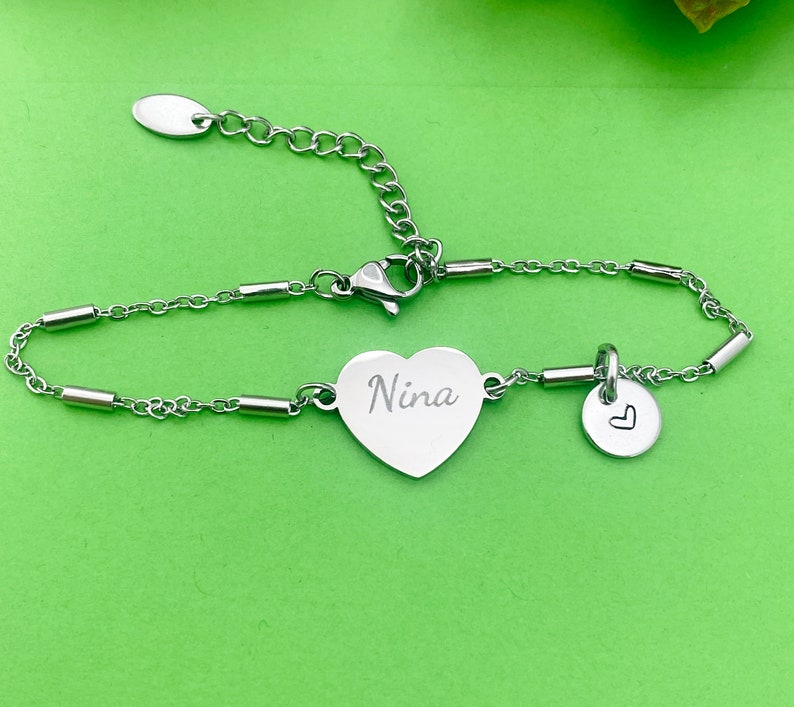 Best Christmas Gift for Nina, Nina Bracelet, Stainless Steel Heart Bracelet, Best Nina Jewelry, Personalized Gifts, D267 image 6