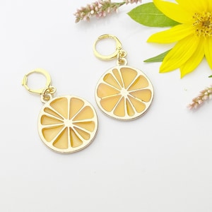 Gold Lemon Slice Earrings, Lemon Earrings, N3200