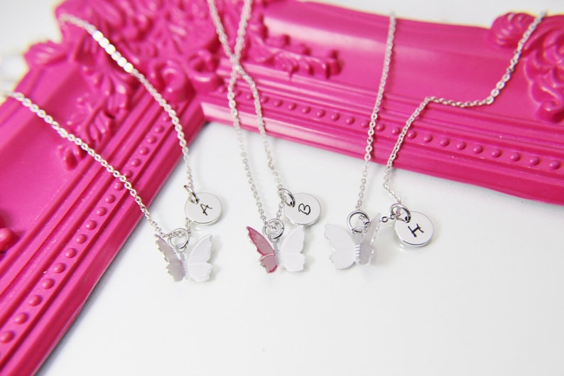 N2027 Bridesmaid Gift Birthday Gift Silver Butterfly Necklace Butterfly Necklace