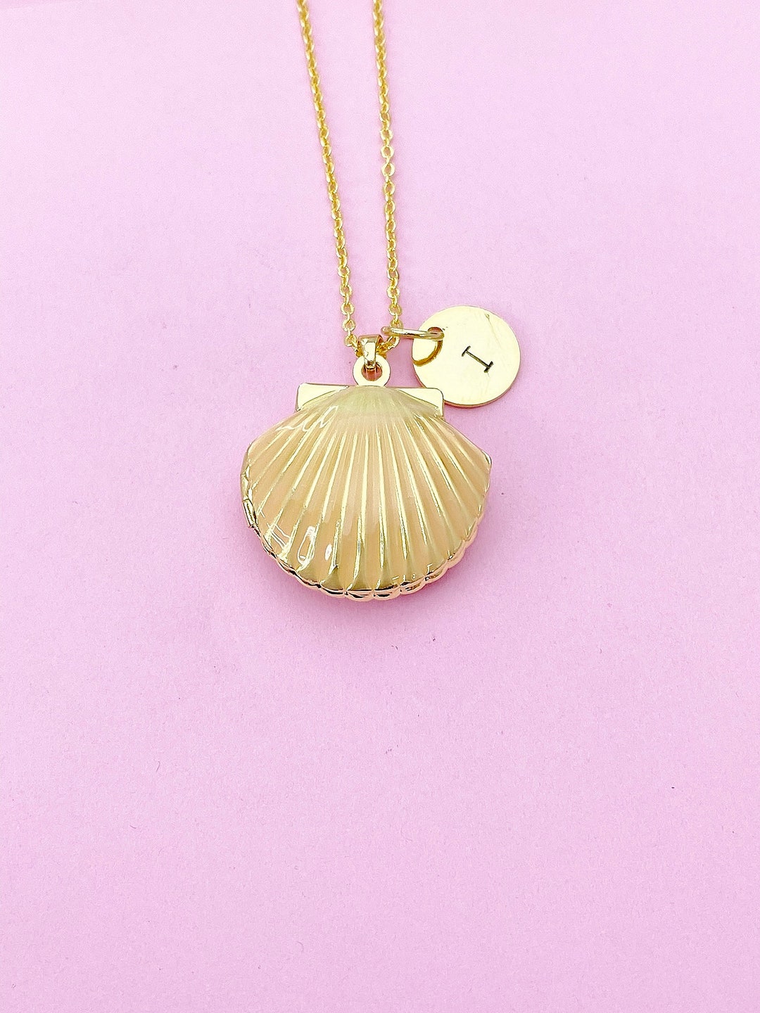 Gold Shell Locket Charm Necklace Mermaid Girl Gifts, Personalized ...