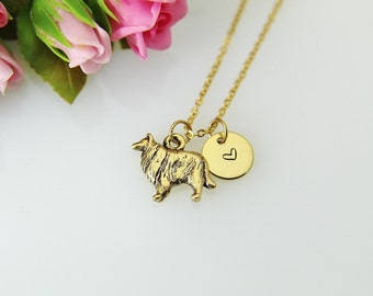 Gold Collie Charm Necklace, Gold Collie Charm, Collie Dog Charm Necklace, Dog Charm, Pet Gift, Personalized Gift, Christmas Gift, N507