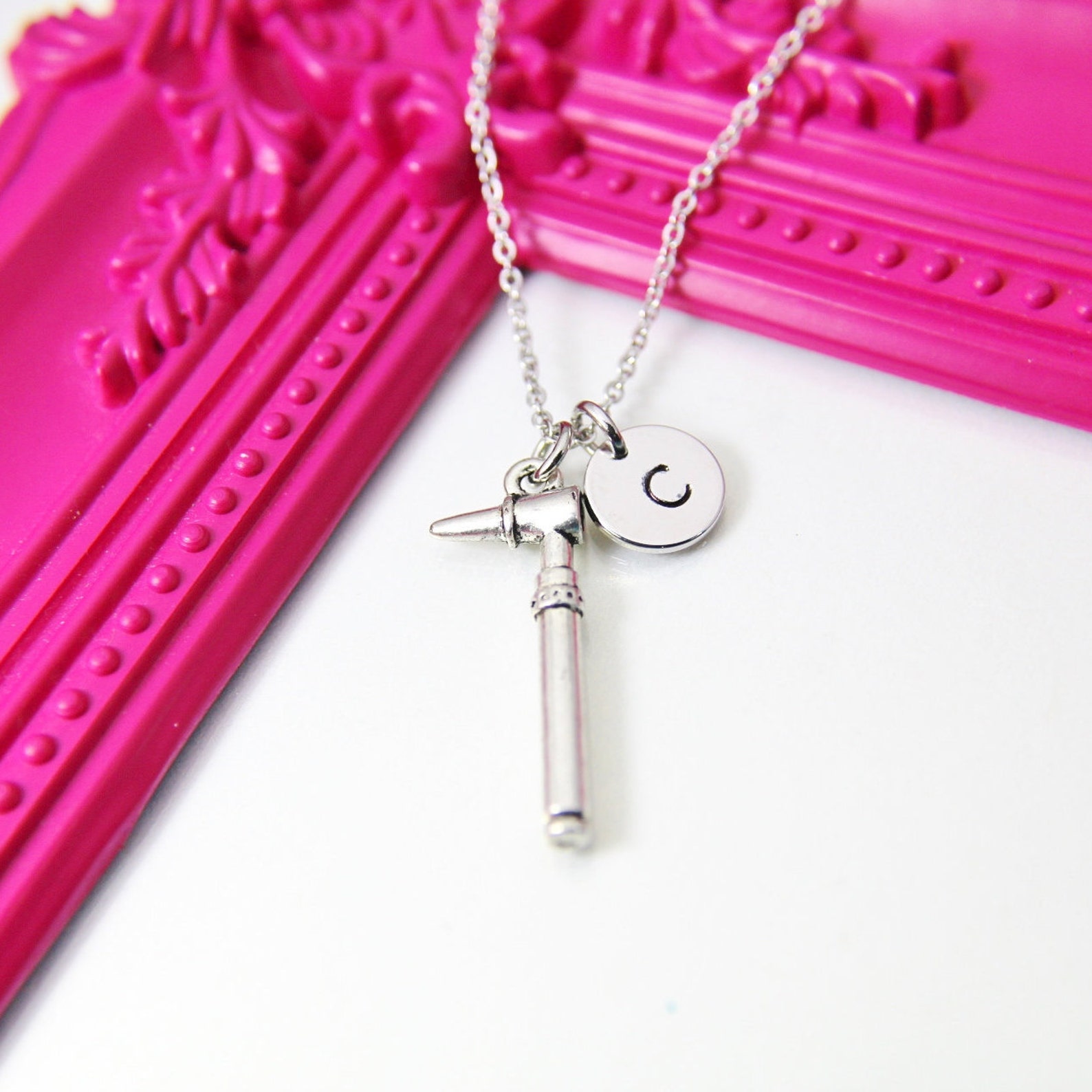 Silver Otoscope Charm Necklace Otoscope Charm Audiology Etsy