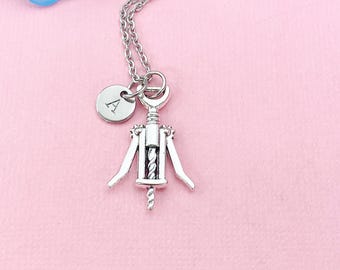 Wine Opener Necklace – Corkscrew Pendant for Sommeliers & Hosts, N6478