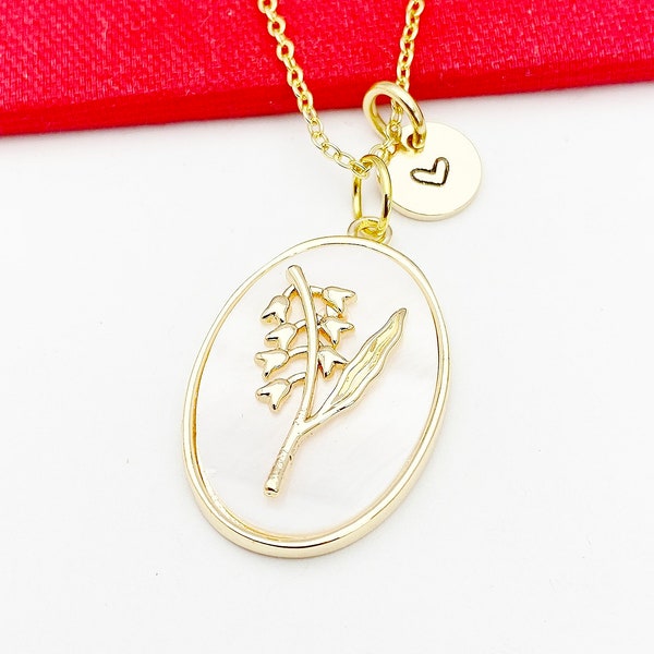 Lily of the Valley May Birth Flower Gold Necklace Birthday Gifts, Personalized Gifts, N4883E