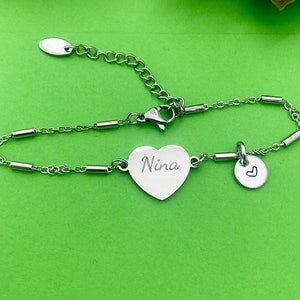 Best Christmas Gift for Nina, Nina Bracelet, Stainless Steel Heart Bracelet, Best Nina Jewelry, Personalized Gifts, D267 image 8