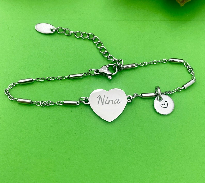 Best Christmas Gift for Nina, Nina Bracelet, Stainless Steel Heart Bracelet, Best Nina Jewelry, Personalized Gifts, D267 image 8