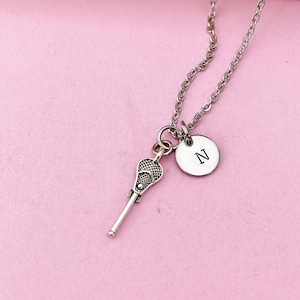 Silver Lacrosse Stick Charm Necklace Gift, Lacrosse Stick Charm, Lacrosse Charm, Lacrosse Sport Jewelry Gift, Personalized Gift, N2104