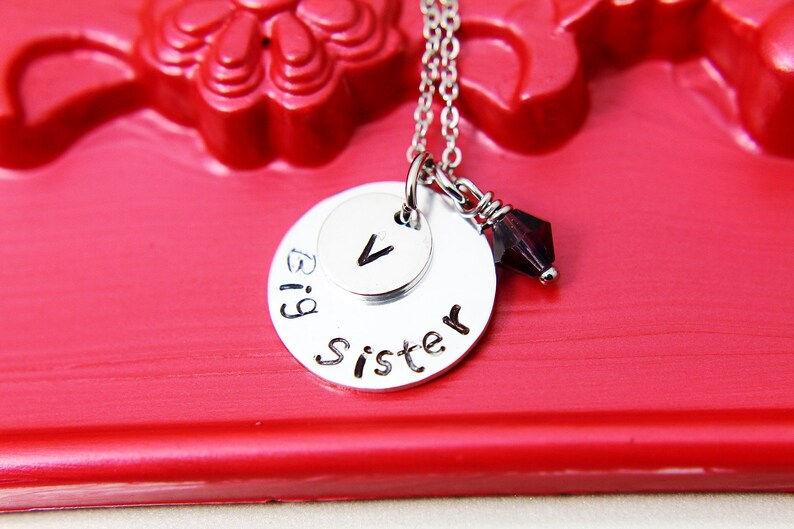 Hand Stamp Big Sister Charm Big Sister Necklace Silver Big Sister Charm Necklace Personalized Gift Sister Gift N1340