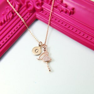 Rose Gold Ballet Dance Girl Charm Necklace, Daughter Necklace, Gift for Daughter Granddaughter Niece Girl Jewelry, Personalized Gift, N1905
