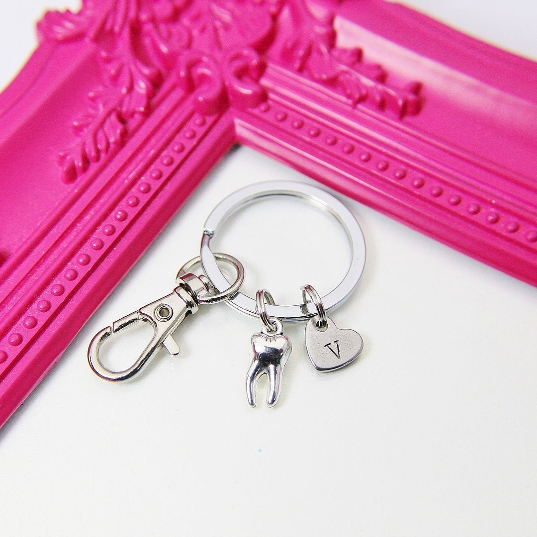 Silver Molar Charm Keychain, Tooth Charm, Molar Charm, Dental Hygienist