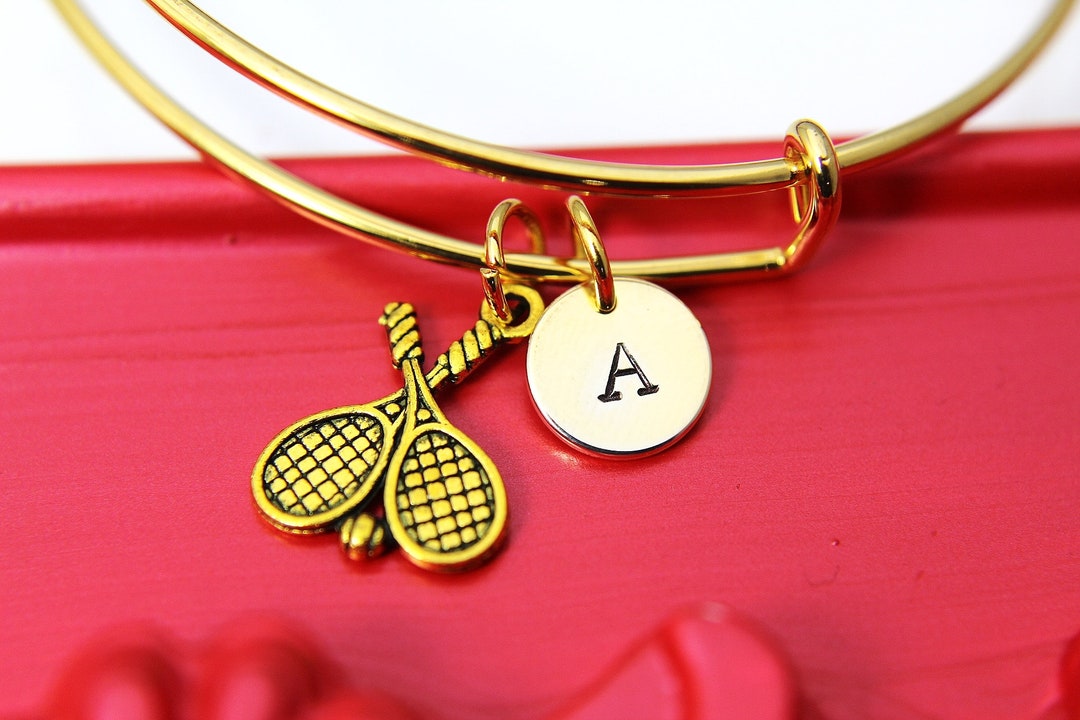 Gold Tennis Racquet Charm Bracelet Tennis Racquet Charm Etsy