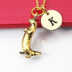 Gold Otter Charm Necklace Gift, Otter Charm, Sea River Otter Animal Charm Jewelry, Animal Charm, Personalized Gift, N2109