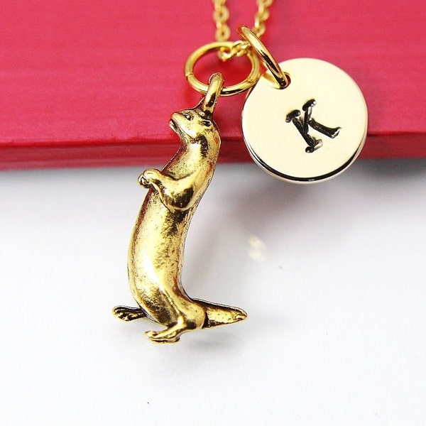 Gold Otter Charm Necklace Gift, Otter Charm, Sea River Otter Animal Charm Jewelry, Animal Charm, Personalized Gift, N2109