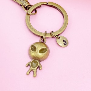 Antique Bronze UFO Charm Keychains UFO Pendant Keychains UFO Keyring Alien Keychain, N5478